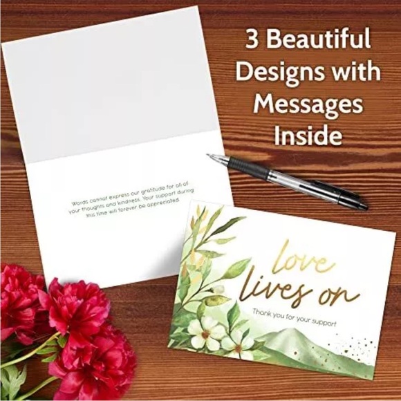 NEW 24 Gold Foil Sympathy Thank You Cards. 4.5” x 6.25” 3 Designs,8 of each card - Picture 5 of 8